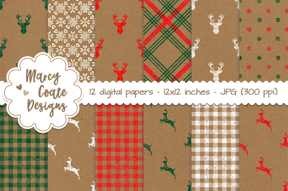 Christmas Kraft Paper Backgrounds Patterns