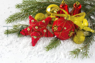 Christmas Red and Gold Balls for Holiday Design