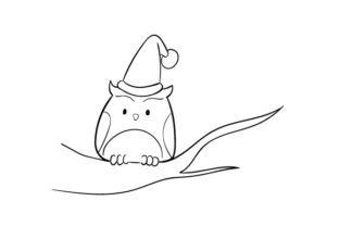 Cute Owl Christmas Illustration for Crafts